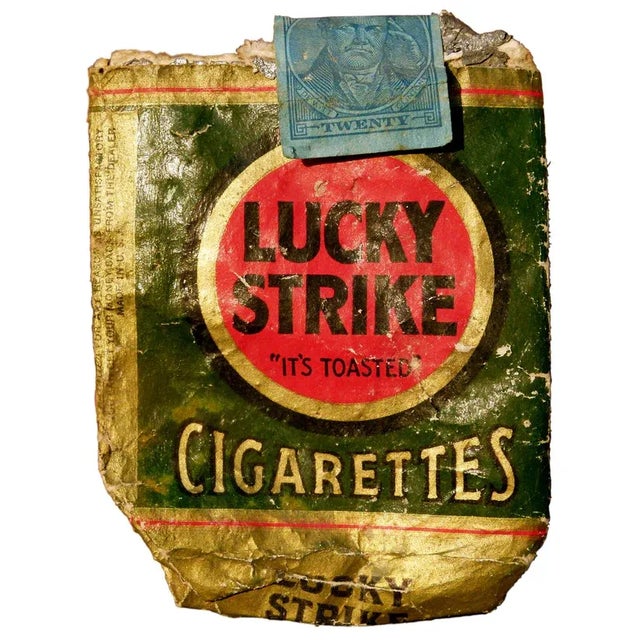 Classic "Lucky Strike" cigarette box Unframed Lucky Strike Cigarettes by Brad Beyer Print, 40" x 40"