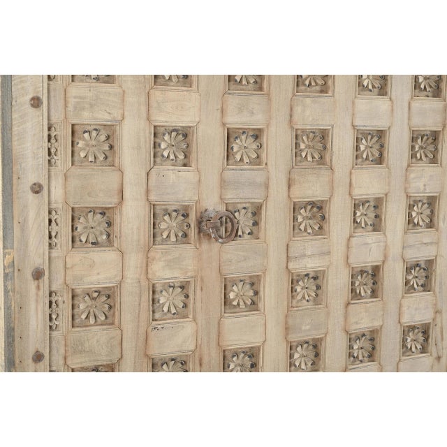 Indian King Size Headboard Constructed From an Antique Ceiling Panel and Pillars, the ceiling panel 19th century from...