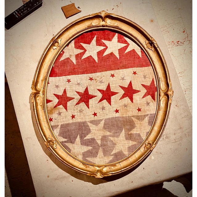 Rare Antique American Flag Bunting Beautifully Presented Period Gold Leaf Frame 19th Century For Sale - Image 4 of 5