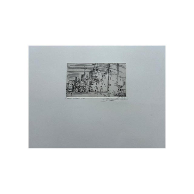 Michel Beret (1914 - 1966) St. Mark's Square Original engraving, signed and titled Numbered 5-40 Sheet dimensions 31 x 46...