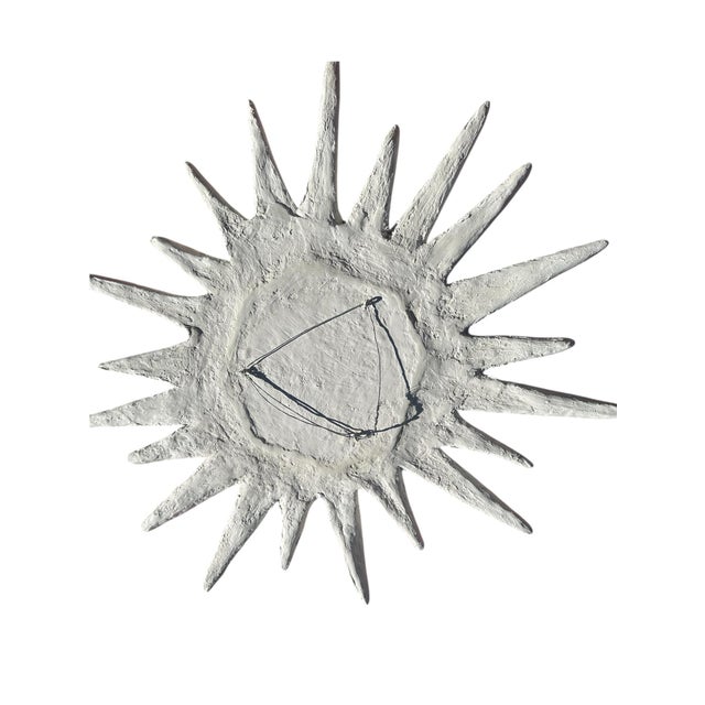 Handmade Plaster Sunburst Mirror With Turqoise Embellishments by Mb Maison For Sale - Image 4 of 10