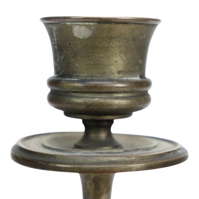 Pair Antique Brass Candlesticks & Cold Painted Bergman Bronze Parrots C1920 For Sale - Image 6 of 11