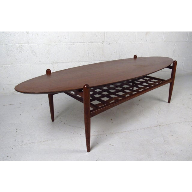 Mid-Century Modern Surfboard Coffee Table With Shelf ...