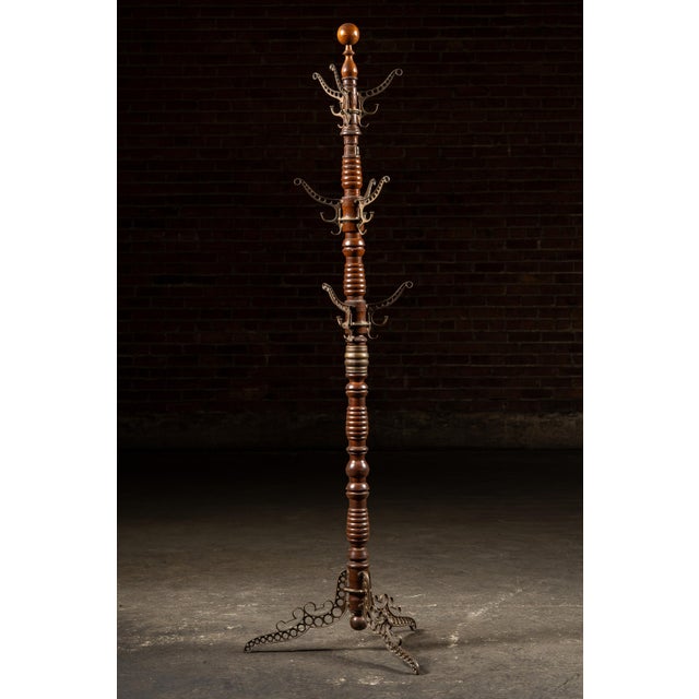 Late 19th Century Turned Oak and Cast Iron Coat Tree by Udell Works For Sale - Image 4 of 9