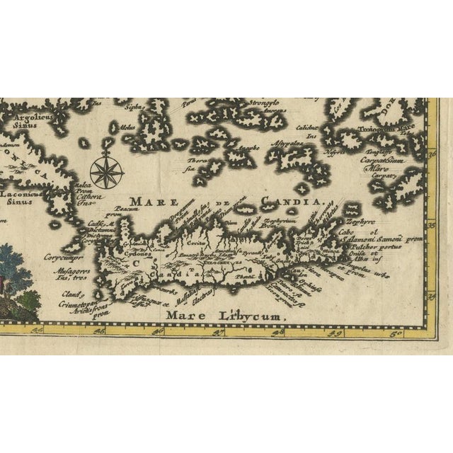 Antique Greek Map of Aegean Sea and Crete, 1697 For Sale - Image 4 of 9