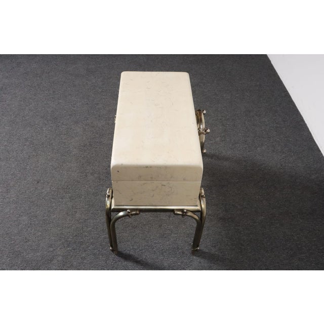 Vintage Karl Springer-Style Parchment Wrapped Trunk / Box on Nickel Plated Base For Sale - Image 4 of 18