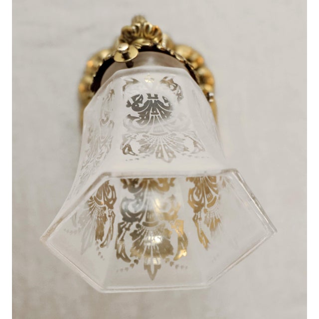 Gold Art Nouveau Brass Wall Lamps, 1890s, Set of 3 For Sale - Image 8 of 10