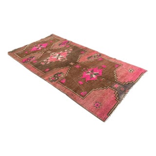 1950's Pink Turkish Rug - 60" X 114" For Sale