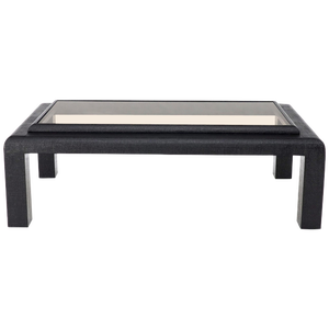 Cloth Wrapped Black Lacquer Glass Top Rectangular Coffee Table