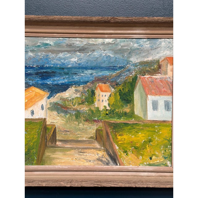 Coastal Landscape with House, 1950s, Oil Painting on Panel, Framed For Sale - Image 4 of 18