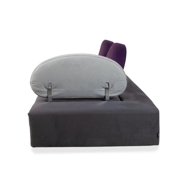 Mosspink Two-Seater Leather Grey Anthracite and Violet Sofa with Manual Function by Brühl For Sale - Image 15 of 17