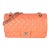Orange Quilted Lambskin Medium Classic Double Flap Bag For Sale