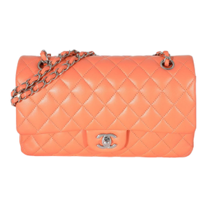 Orange Quilted Lambskin Medium Classic Double Flap Bag