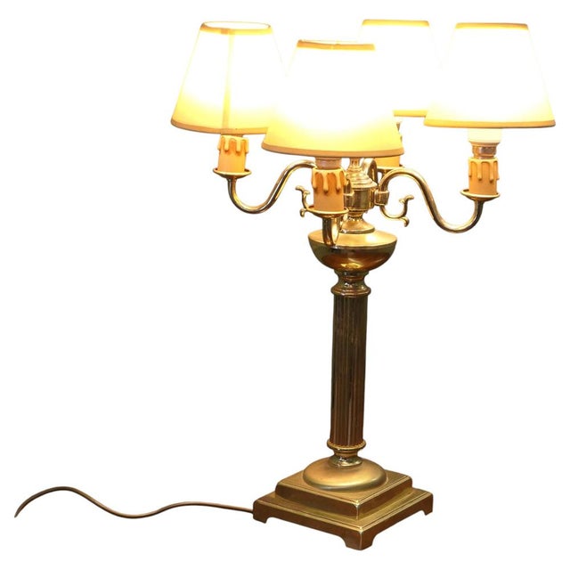 Brown Large Brass 4-Branch Table Lamp, 1960s For Sale - Image 8 of 8