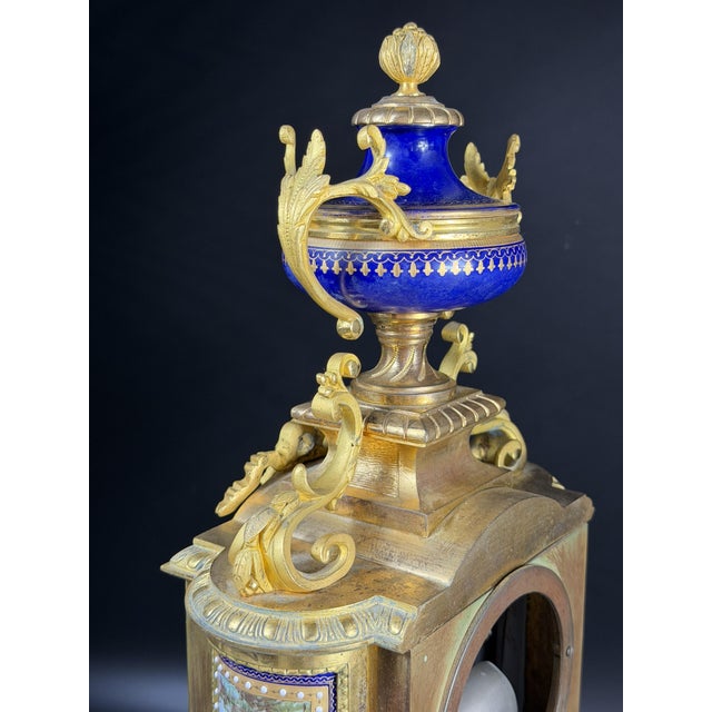 Antique Porcelain and Ormolu Mantel Clock from Richard & Cie, 1890s For Sale - Image 17 of 18
