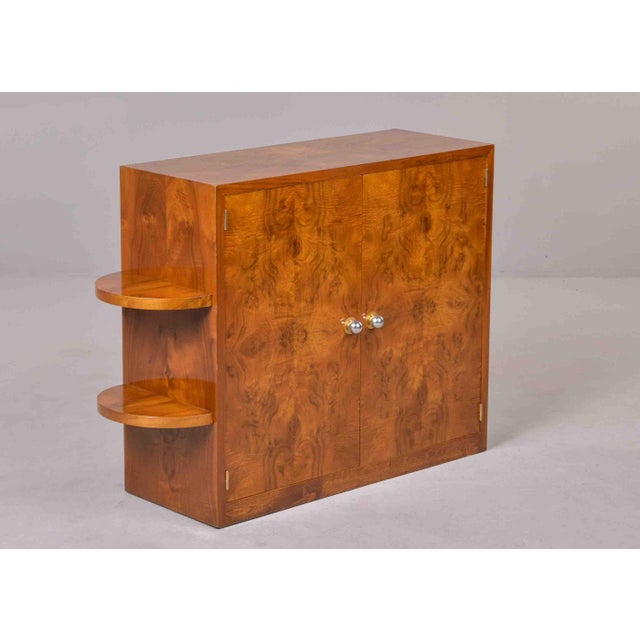 French Art Deco Burl Walnut Cabinet With Shelf Display For Sale - Image 11 of 13
