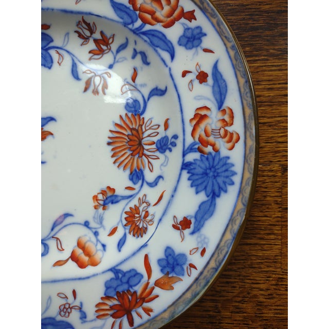English 1800's Blue and Rust Platter For Sale - Image 3 of 5