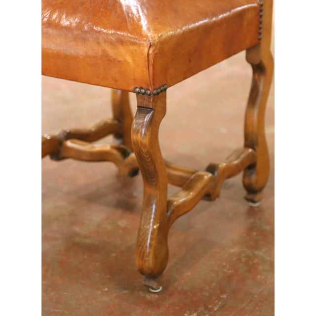 Early 20th Century Early 20th Century French Louis XIV Walnut Dining Chairs With Leather, Set of 12 For Sale - Image 5 of 11
