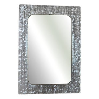 Large Vintage Mirror in Textured Acrylic, 1970s For Sale
