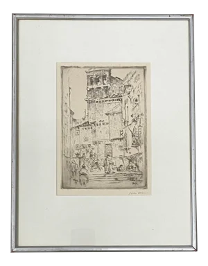 John Marin "Clock Tower of Santa Maria Zobenigo" Original Pencil Signed Etching C.1907