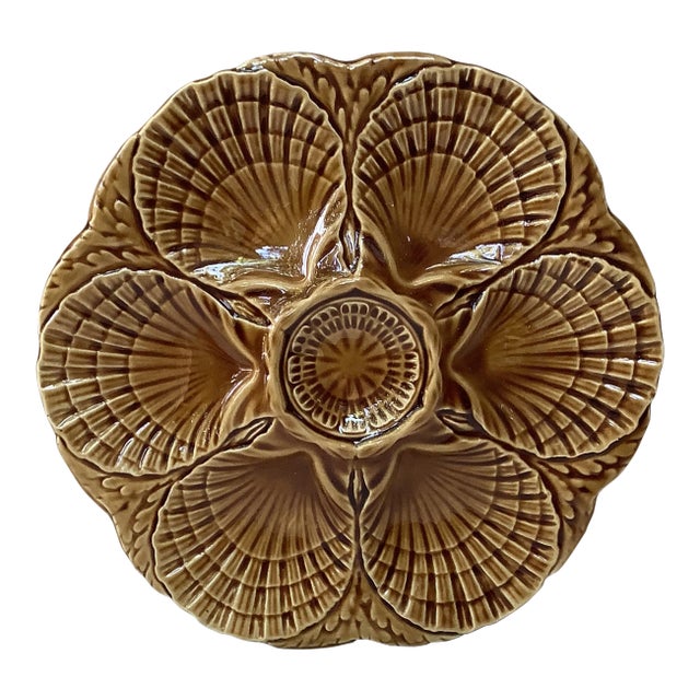 1950 Sarreguemines Majolica Oyster Plate For Sale