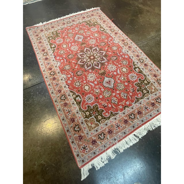 1990s 1990s Handwoven Persian Tabriz Area Rug 3'5" X 4'1" For Sale - Image 5 of 8