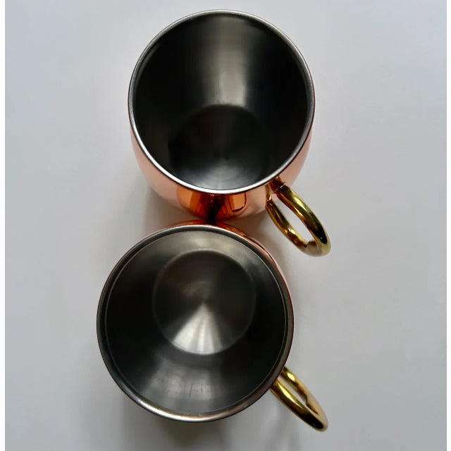 Vintage Pair Copper Barrel Mugs With Brass Handles For Sale - Image 11 of 16
