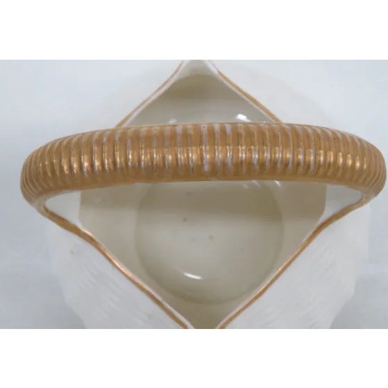 Royal Worchester 1884 Porcelain White and Gold Woven Basket Vase For Sale - Image 9 of 13