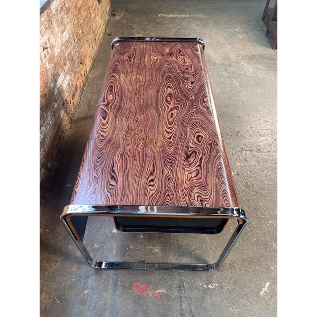 Herman Miller 1970s Refinished Zebrawood Chrome Tubular Desk Attributed to Peter Protzman for Herman Miller For Sale - Image 4 of 13