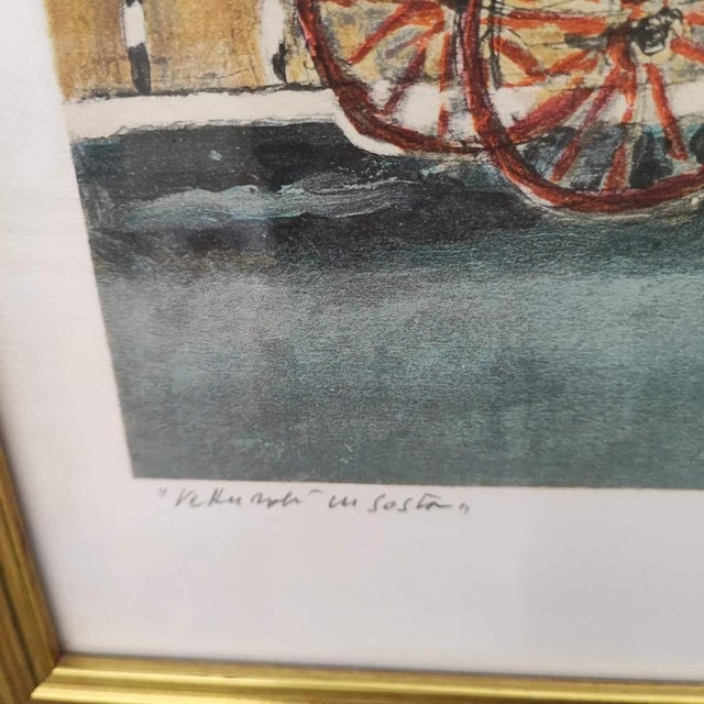 Atos Faccincani, Carriage Newsstand, Paint, Framed For Sale - Image 4 of 8