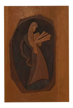 Vintage Modernist Wood Carving Art by Barnet Levy