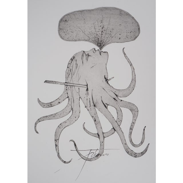 Pierre-Yves Trémois, The Octopus Woman, Original Signed Etching For Sale