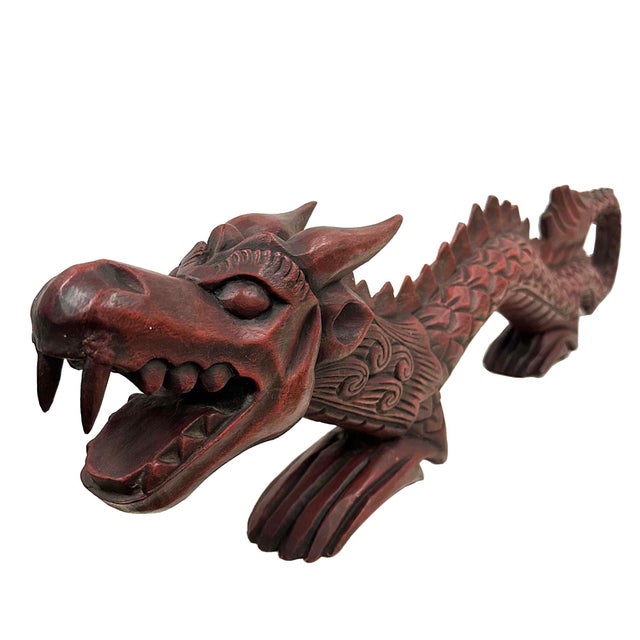 Vintage Chinese Hand Carved Wooden Dragon Sculpture For Sale In Los Angeles - Image 6 of 10