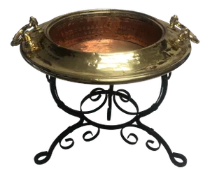 Mid 20th Century Brass and Copper Bowl on Stand