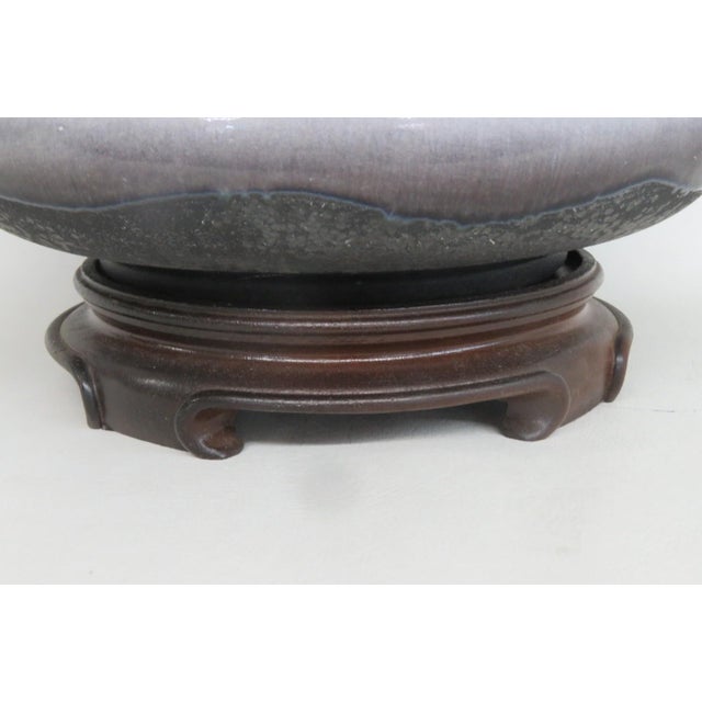 Tony Evans Raku Pottery Lidded Jar Drip Glaze Finish With Wood Display 4840b For Sale - Image 18 of 18