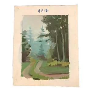 Winding Road Through Misty Woods Original Oil Painting