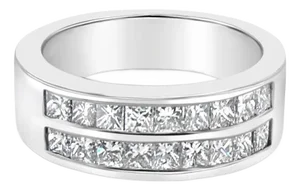 Princess Cut Channel Wedding Band 1.75cttw 14k White Gold, Size 5