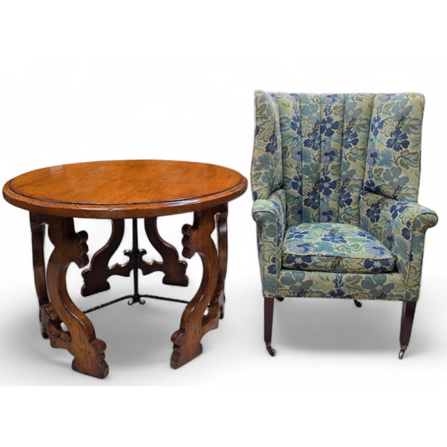 Wood Early 20th Century English Wingback Chair in the Edwardian Tradition For Sale - Image 7 of 13