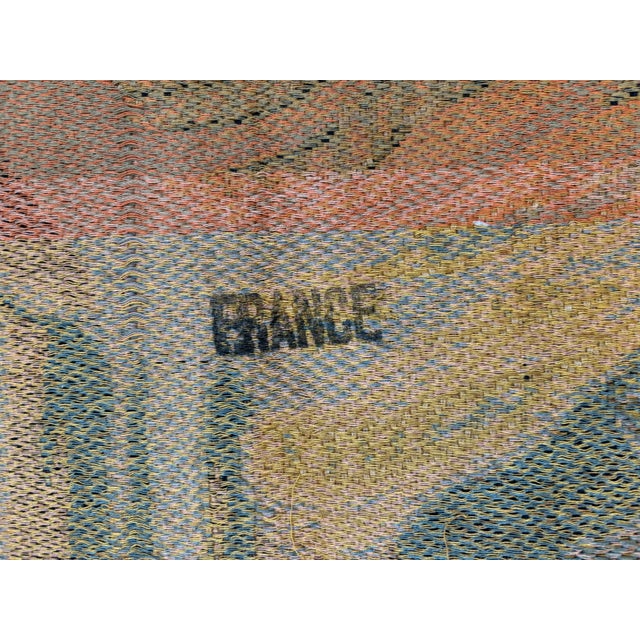 Large Aubusson Style French Tapestry Circa 1920s Musician With Men Tavern Scene Dog and Cat For Sale - Image 4 of 6