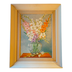 Mid 20th Century Mid Century Floral Still Life of Gladiolus Signed J. A. McVey
