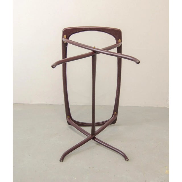 Italian Side Table with Wooden Scissor Frame & Glass Top, 1950s For Sale - Image 9 of 11