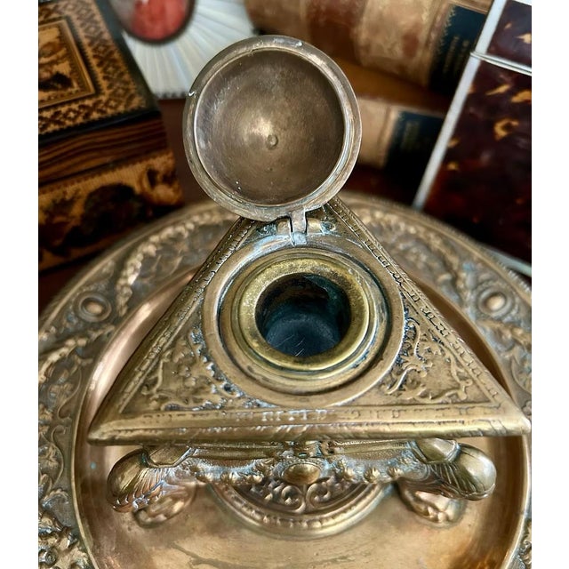 French Antique Gilded Bronze Inkwell For Sale - Image 3 of 4