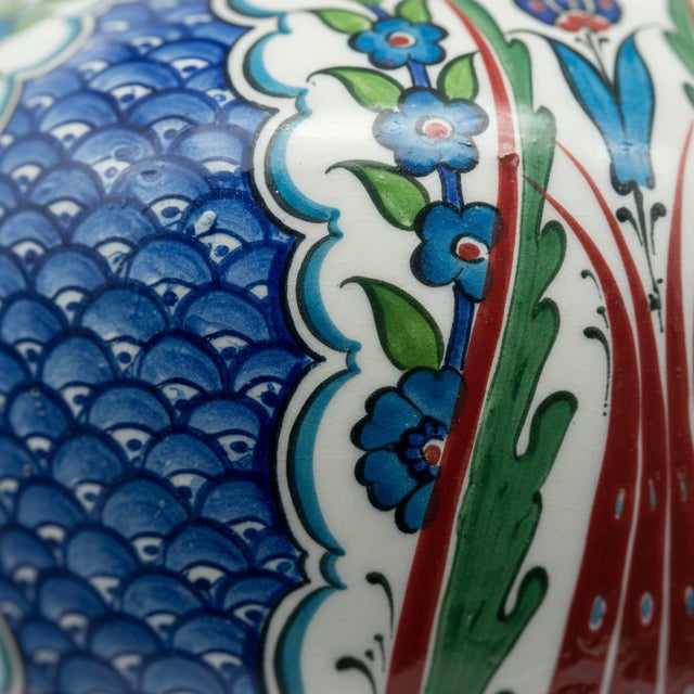 Turkish Handmade Ceramic Grand Shah Vase with Lid (60cm) Blue Scale and Imperial Tulip For Sale - Image 3 of 8