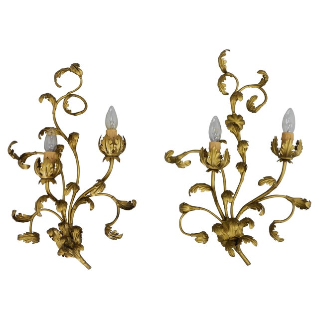 Gilt Wall Lamps, Italy, 1960s, Set of 2 For Sale - Image 13 of 13