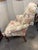 This is a vintage French chair. It has been newly reupholstered with an embroidered linen designer fabric. It has Queen...