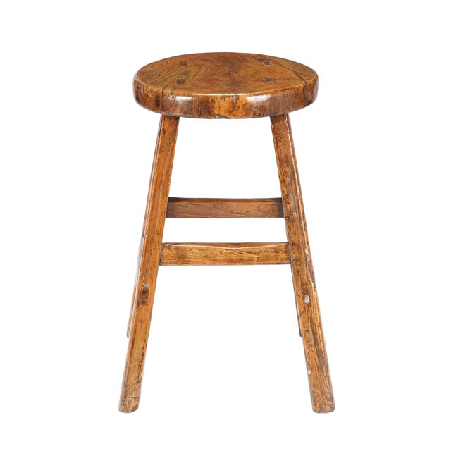 Wood Chinese Qing Dynasty Elm Stool, C. 1875-1900 For Sale - Image 7 of 10