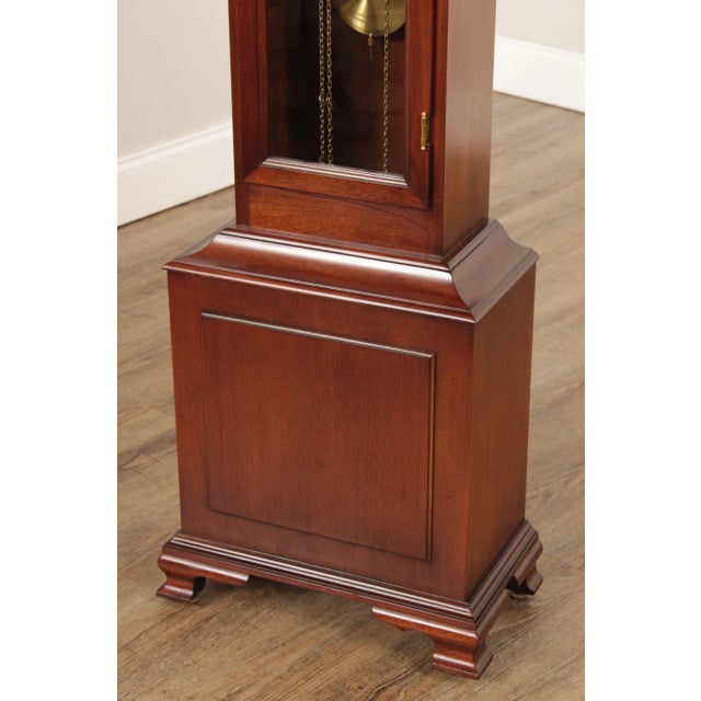 Brown Colonial of Zeeland Mahogany Grandfather Case Clock For Sale - Image 8 of 13