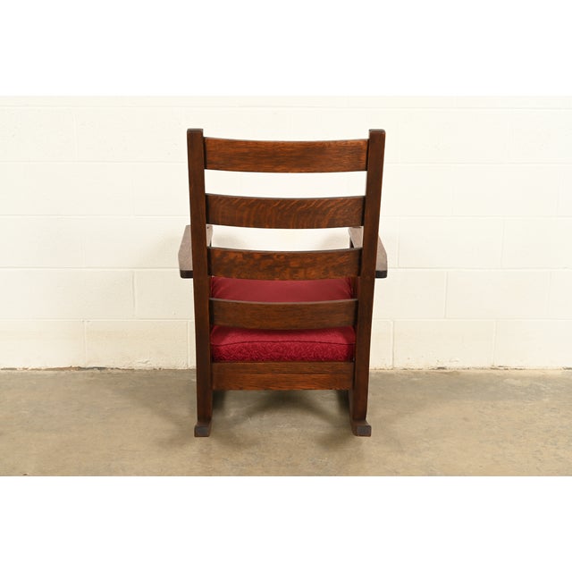 Lifetime Furniture Antique Mission Oak Arts & Crafts Rocking Chair, Circa 1910 For Sale - Image 11 of 13