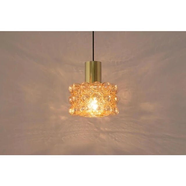 Large Amber Bubble Glass Pendant by Helena Tynell for Limburg, 1970s For Sale - Image 6 of 9
