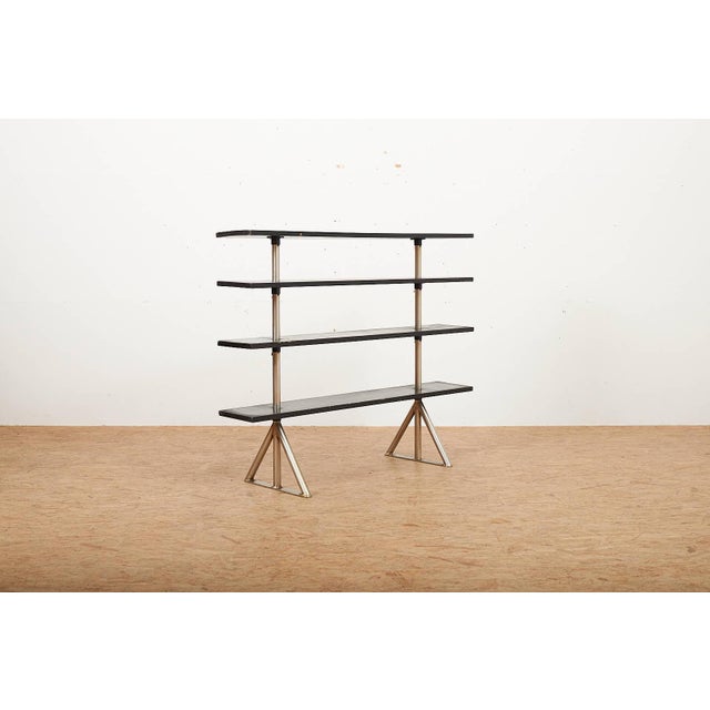 Freestanding Shelving Unit in Nickel-Plated Steel Tube Frame and Wood Shelves, 1930s For Sale - Image 13 of 17